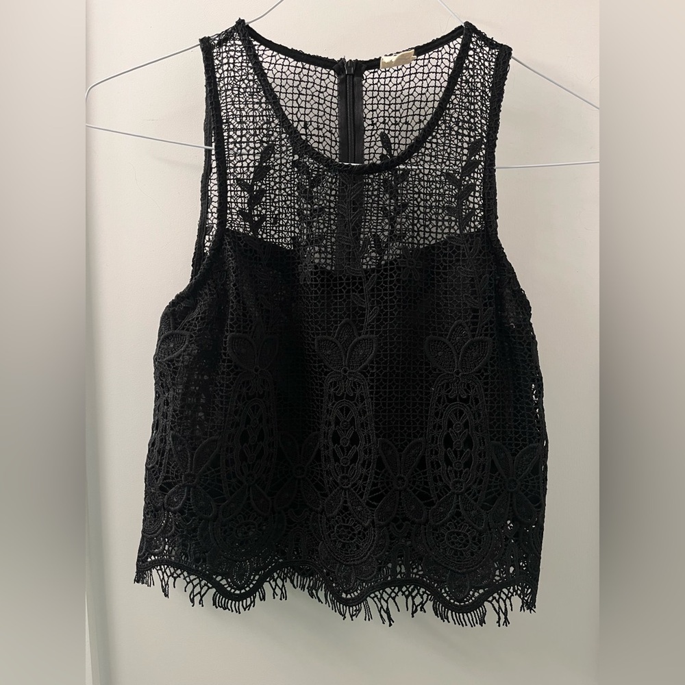 La Hearts Black Lace Tank Top